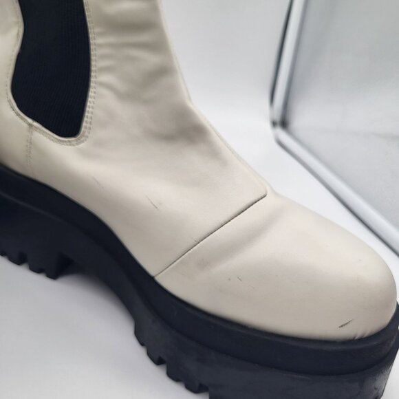 H&M DIVIDED Platform Boots Chunky Sole White Black Pull On Womens US 9.5/EU 41 - Picture 4 of 15
